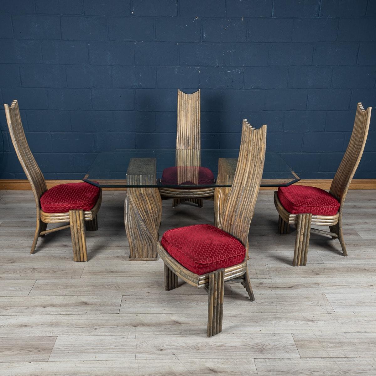 Mid-Century Modern 20th Century American Dining Table & Four Chairs By McGuire For Sale