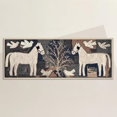20th Century American Draft Horse Hooked Rug on Custom Wall Mount