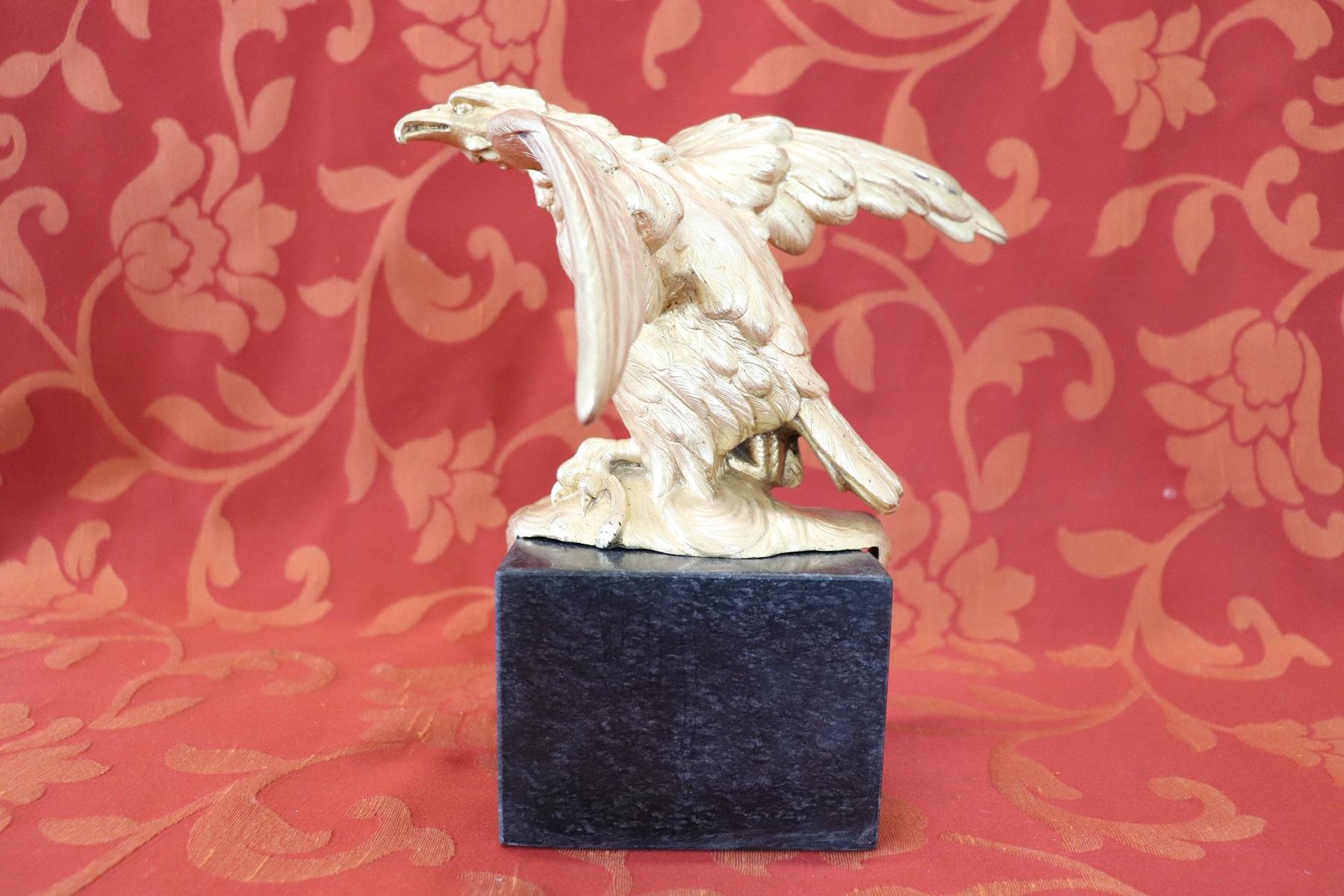 20th Century American Eagle in Gilded Bronze on a Marble Base, 1940s 4