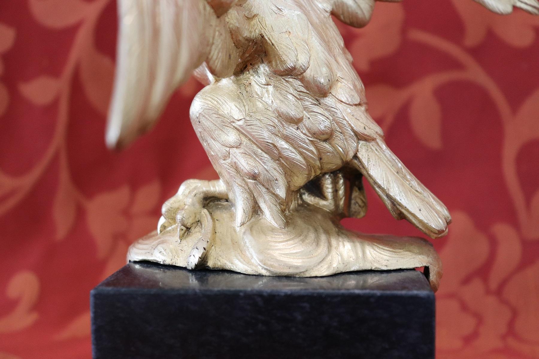 20th Century American Eagle in Gilded Bronze on a Marble Base, 1940s 3