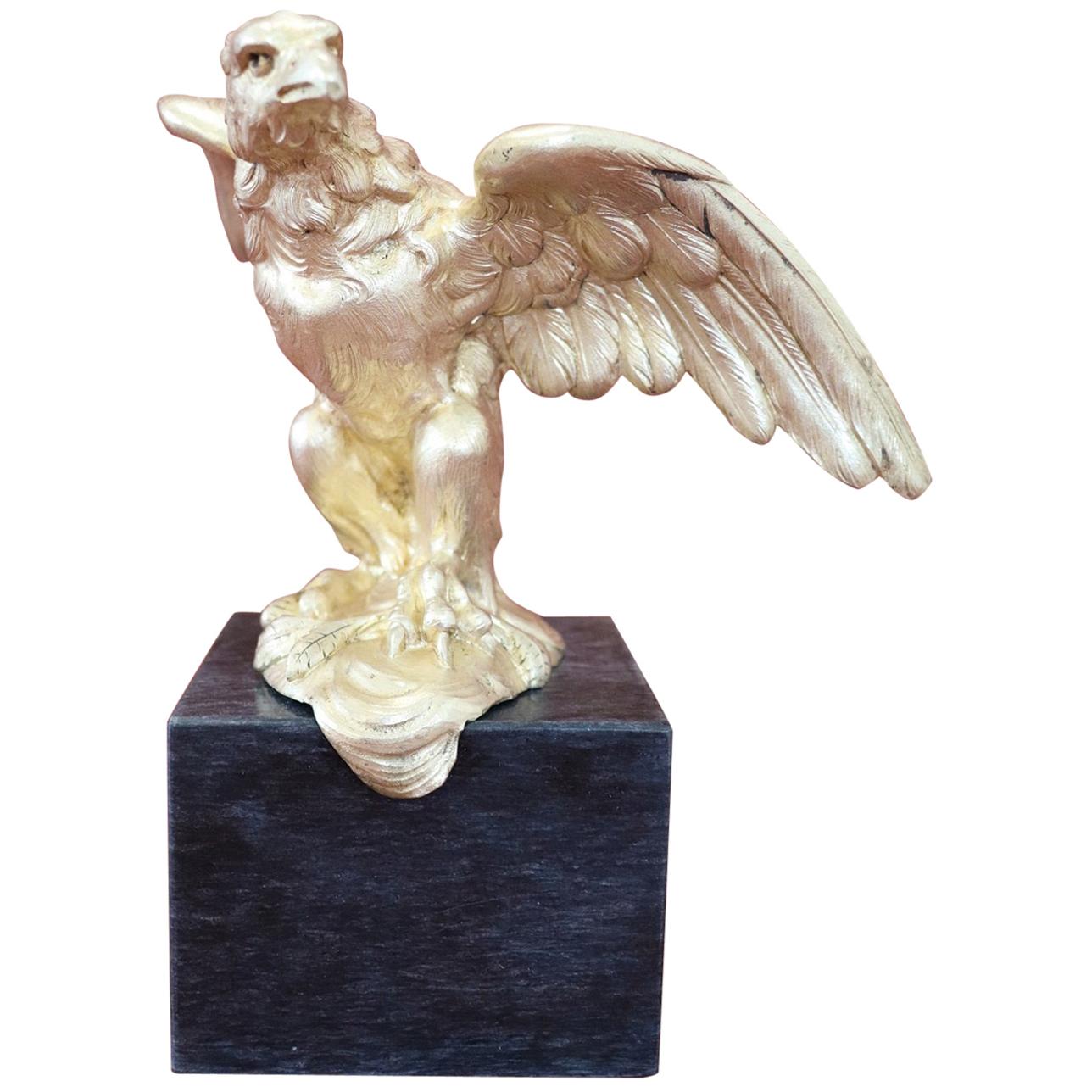 20th Century American Eagle in Gilded Bronze on a Marble Base, 1940s