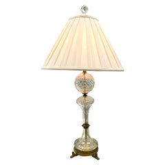 20th Century American Empire Revival Crystal and Bronze Lamp