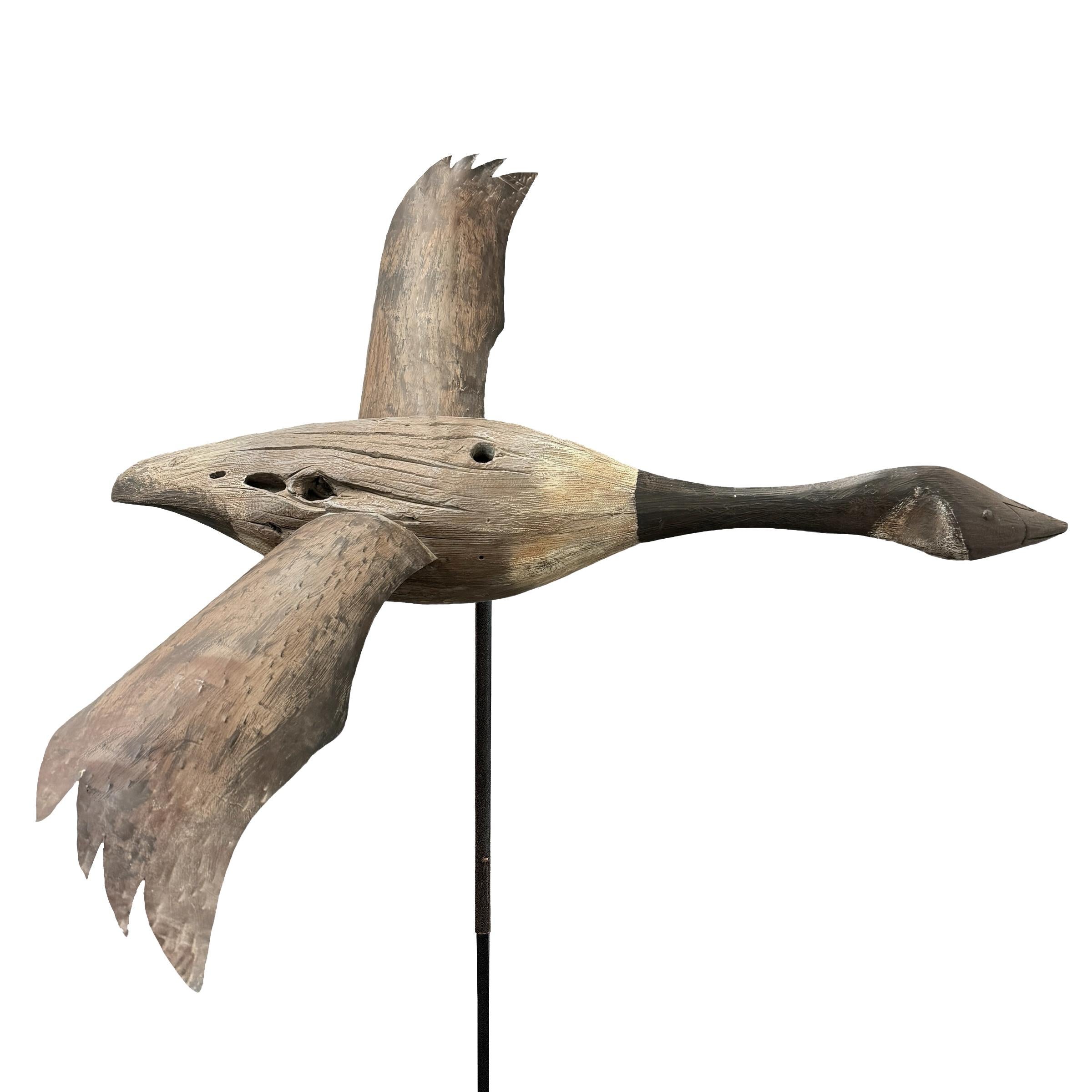 20th Century American Folk Art Canada Goose on Custom Steel Mount In Good Condition For Sale In Chicago, IL