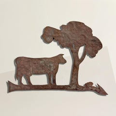 20th Century American Folk Art Cow and Tree Silhouette on Custom Wall Mount