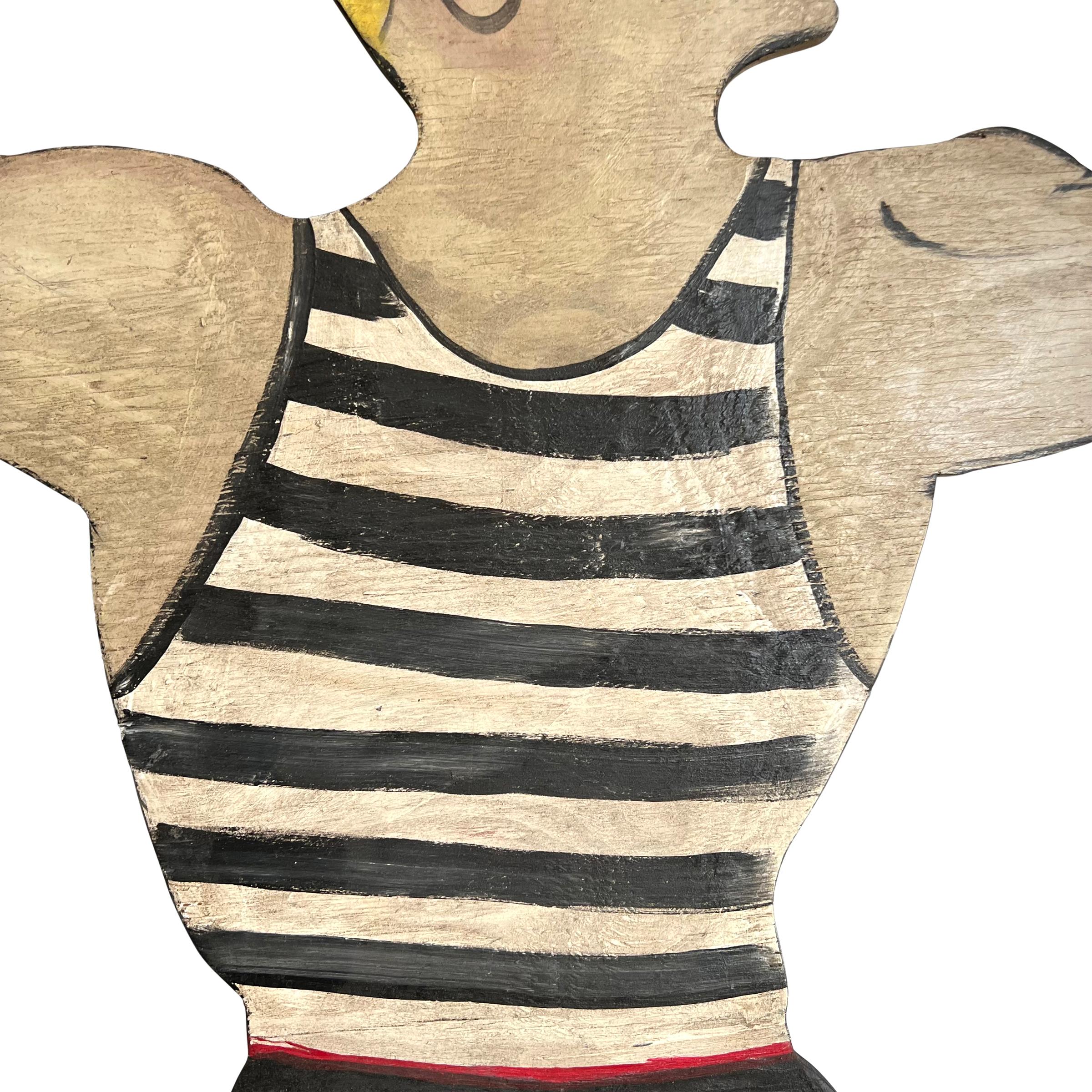Contreplaqué Découpe de nageur d'art populaire américain du 20e siècle sur support mural personnalisé en vente