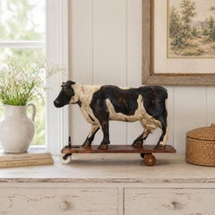 20th Century American Folk Art Whimsical Carved Painted Holstein Cow