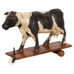 20th Century American Folk Art Whimsical Carved Painted Holstein Cow