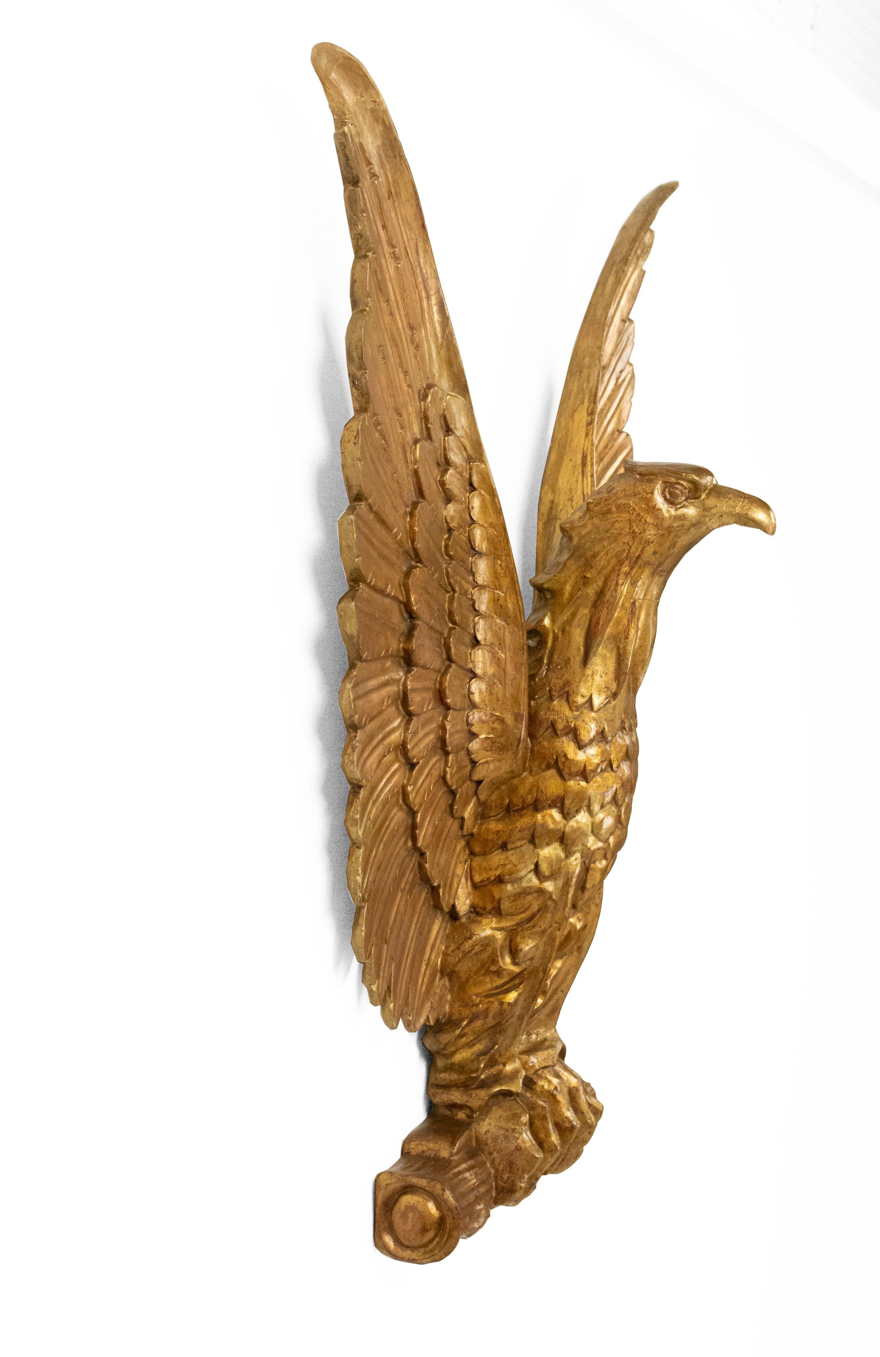 Giltwood 20th-Century American Gilt Carved Eagle Wall Plaque
