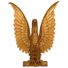 Vintage 20th-Century American Gilt Carved Eagle Wall Plaque