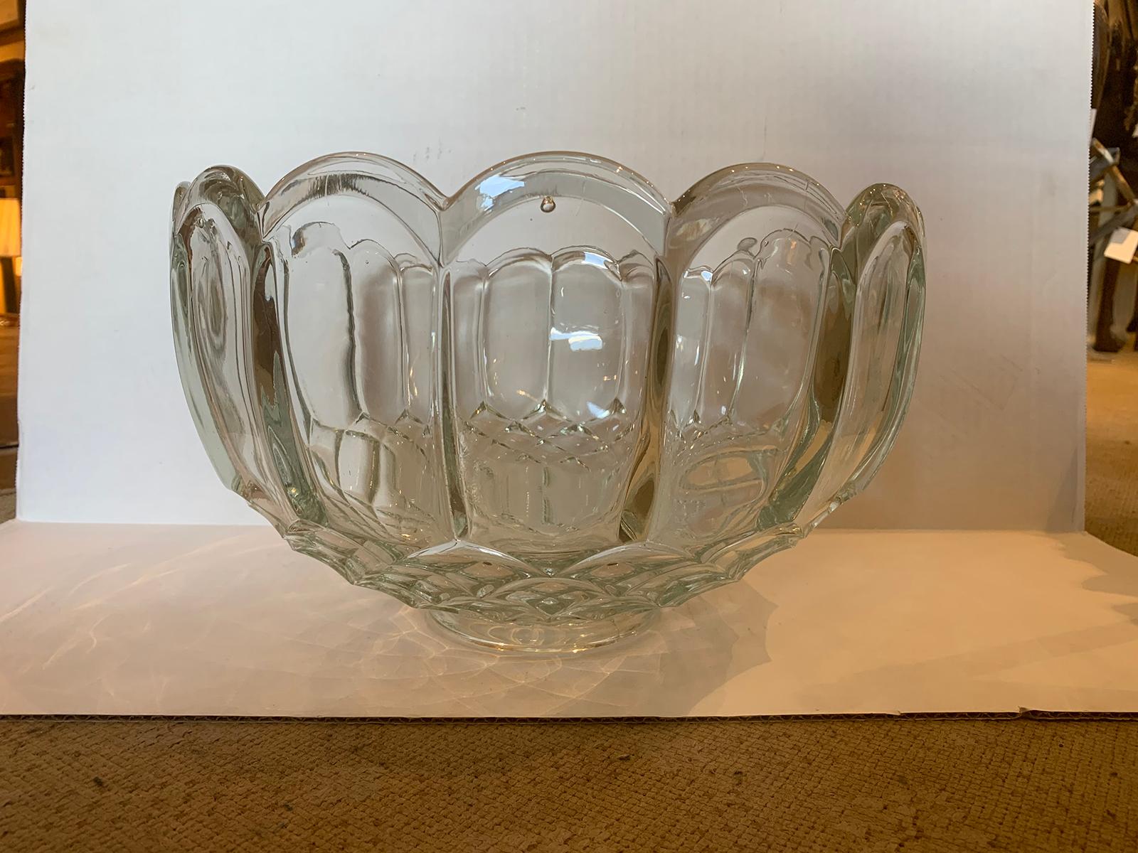 20th century American glass punch bowl.
