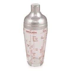 20th Century American Glass and Silver Plated Recipe Cocktail Shaker, circa 1950