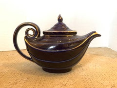 20th Century American Hall China Cobalt and Gilt Teapot, Marked "Made In USA"