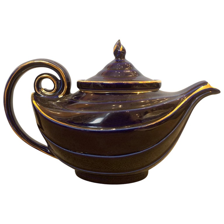 20th Century American Hall China Cobalt and Gilt Teapot, Marked Made In USA  For Sale at 1stDibs