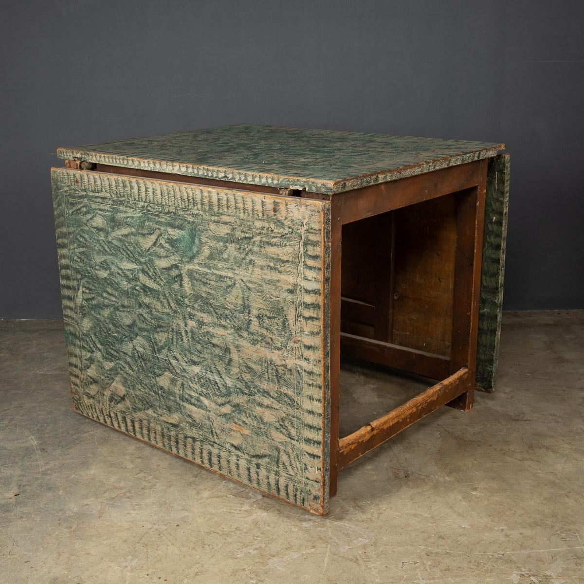 Pine 20th Century American Hand Painted Gatelegged Dining Table, c.1900