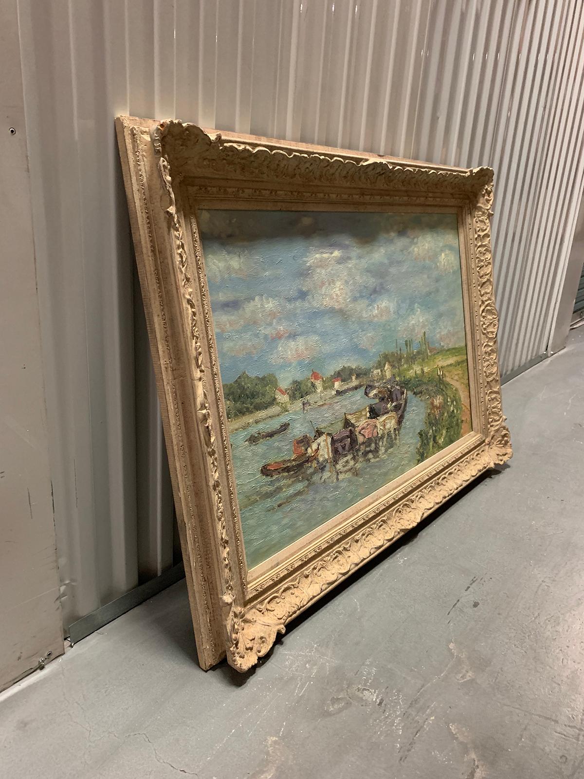 20th Century English Impressionist Oil Painting of River Scene by John Clymer In Good Condition In Atlanta, GA