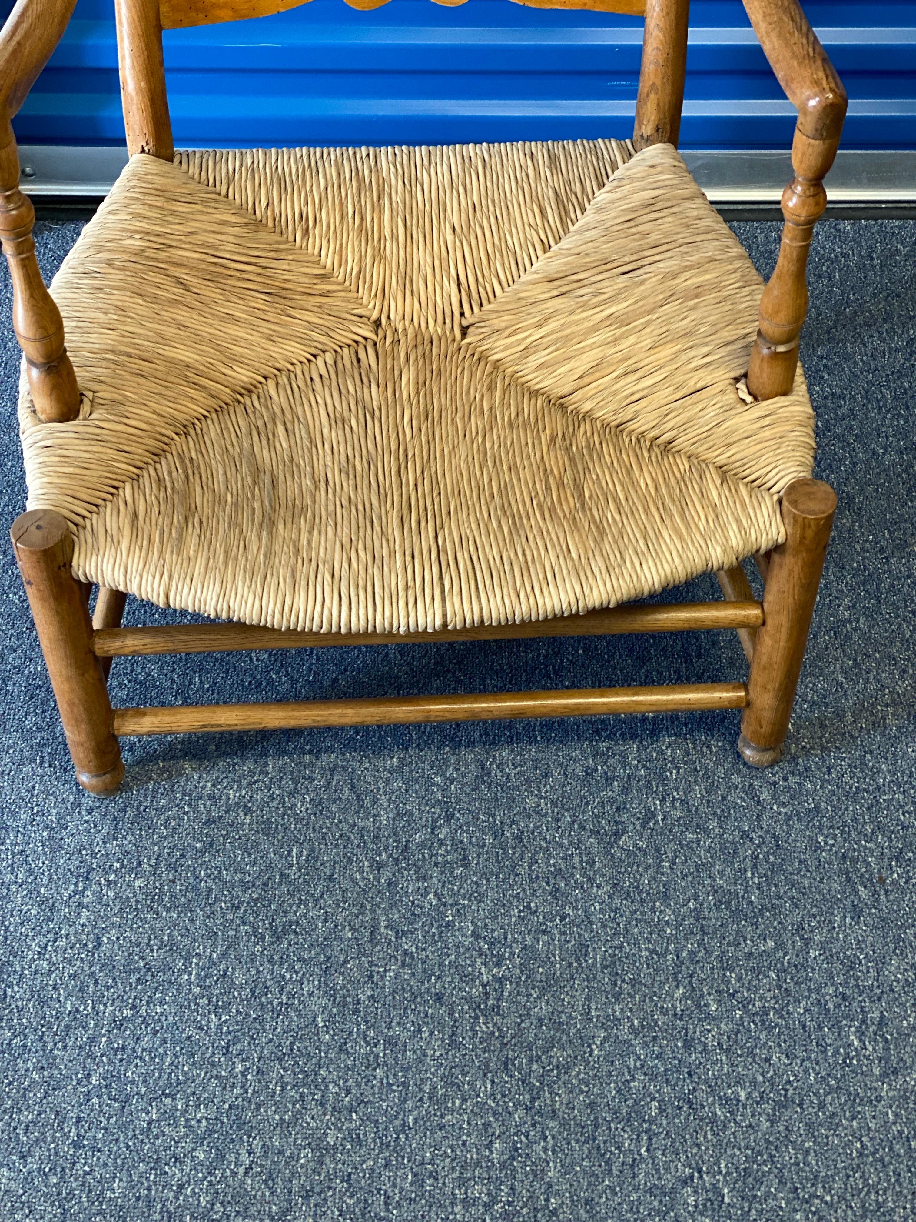 20th Century American Ladder Back Armchair with Needlepoint Cushion For Sale 5