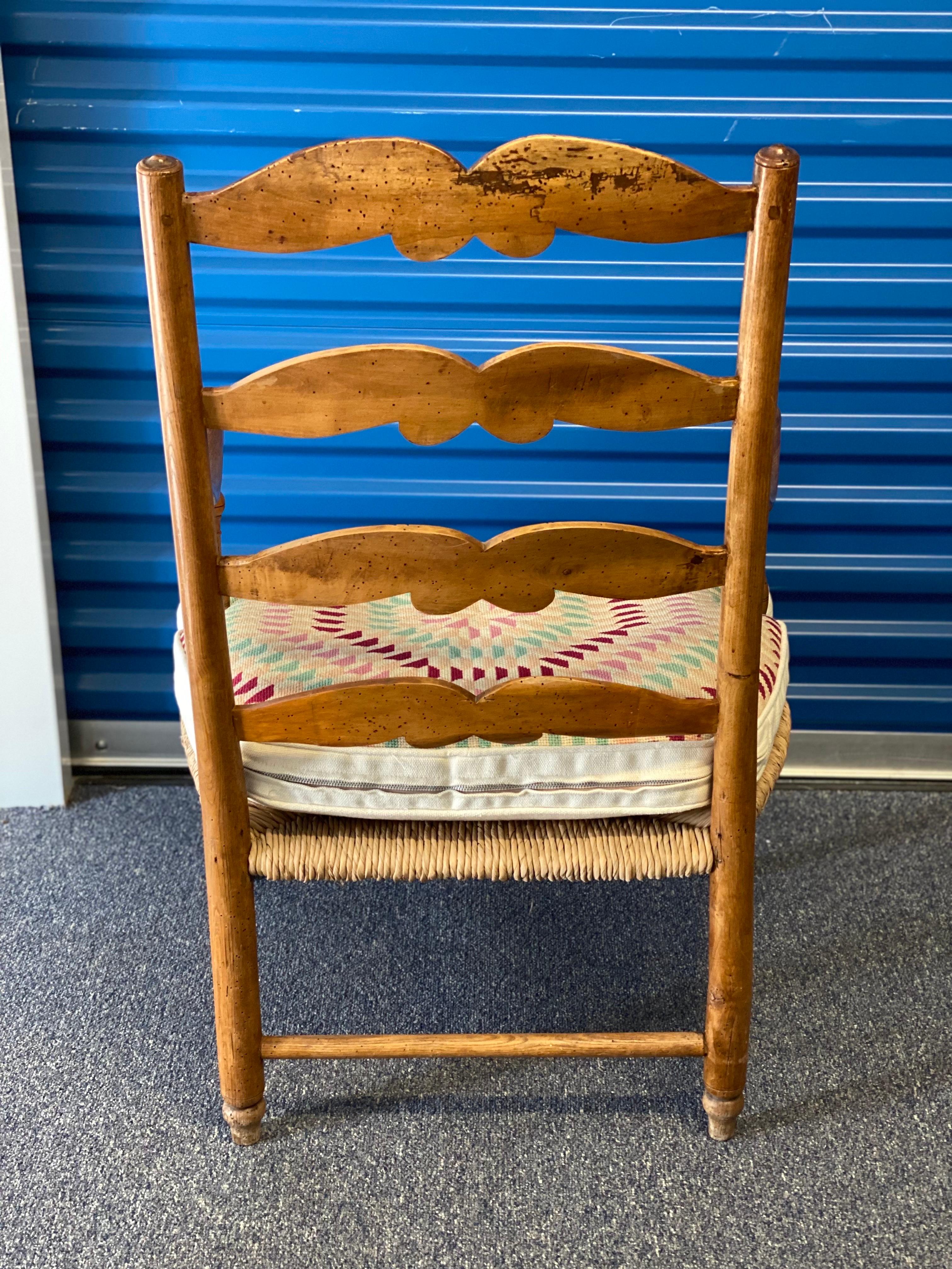 20th Century American Ladder Back Armchair with Needlepoint Cushion For Sale 4