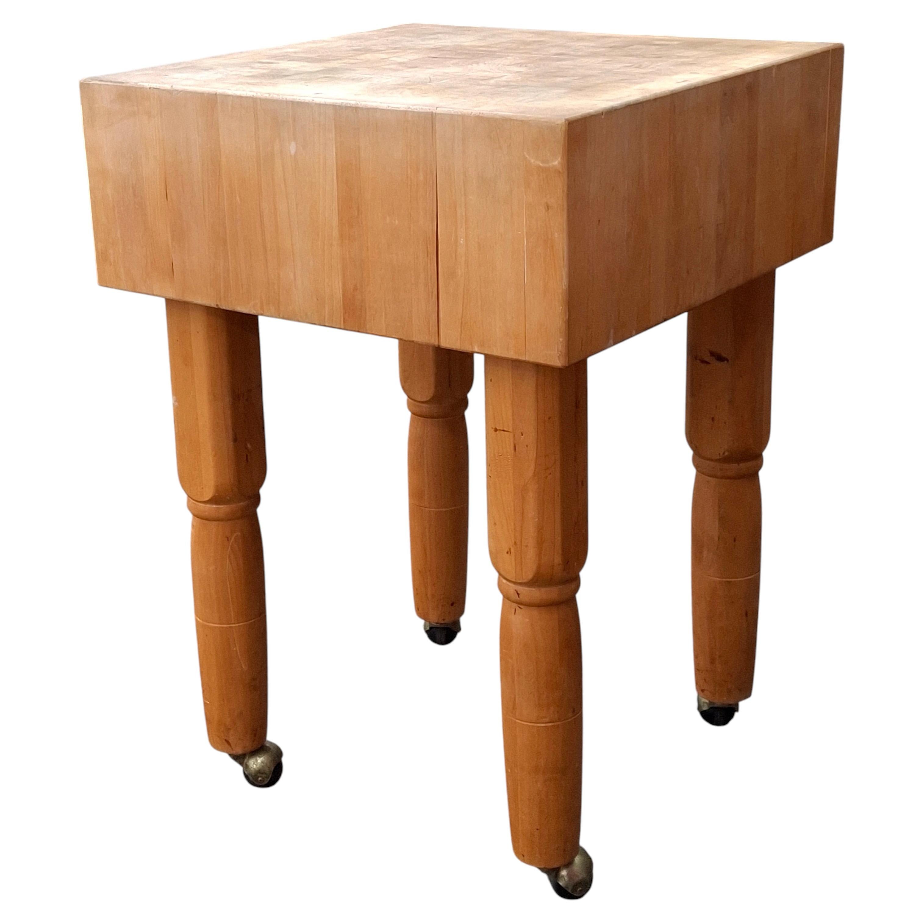 20th Century American Maple Chess-Top Rolling Chopping Block For Sale