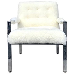 20th Century American Mid-Century Modern Sheepskin Armchair by Milo Baughman