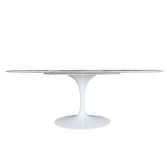Mid-Century Knoll Oval Marble Top Pedestal Table, Dining Table by Eero Saarinen