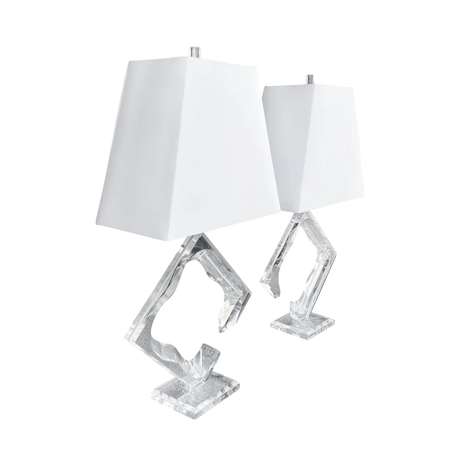 Mid-Century Modern 20th Century American Pair of Acrylic Table Lamps, Desk Lights by Hivo Van Teal