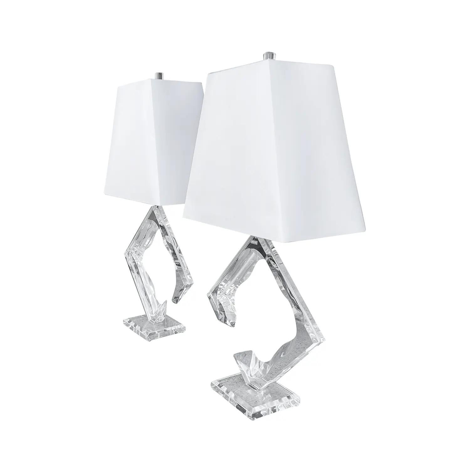 Hand-Crafted 20th Century American Pair of Acrylic Table Lamps, Desk Lights by Hivo Van Teal