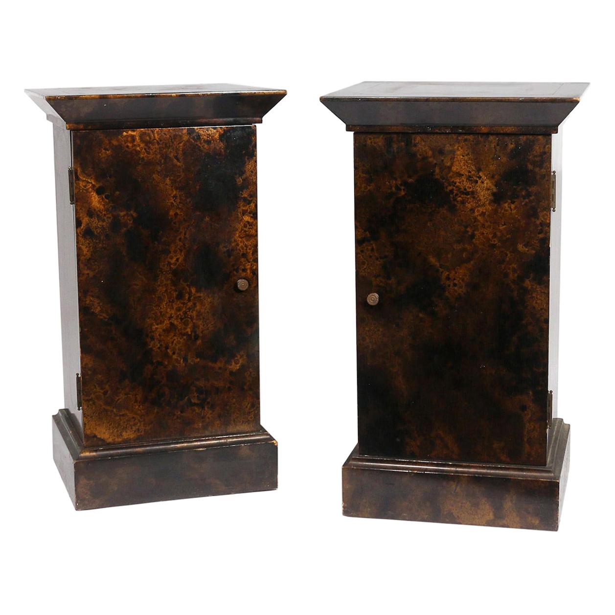 20th Century American Pair of Lacquered Burlwood Cabinets