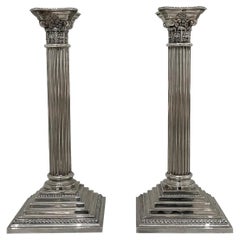 20th Century American Pair of Silver-Plated Metal Candle Holders by Godinger