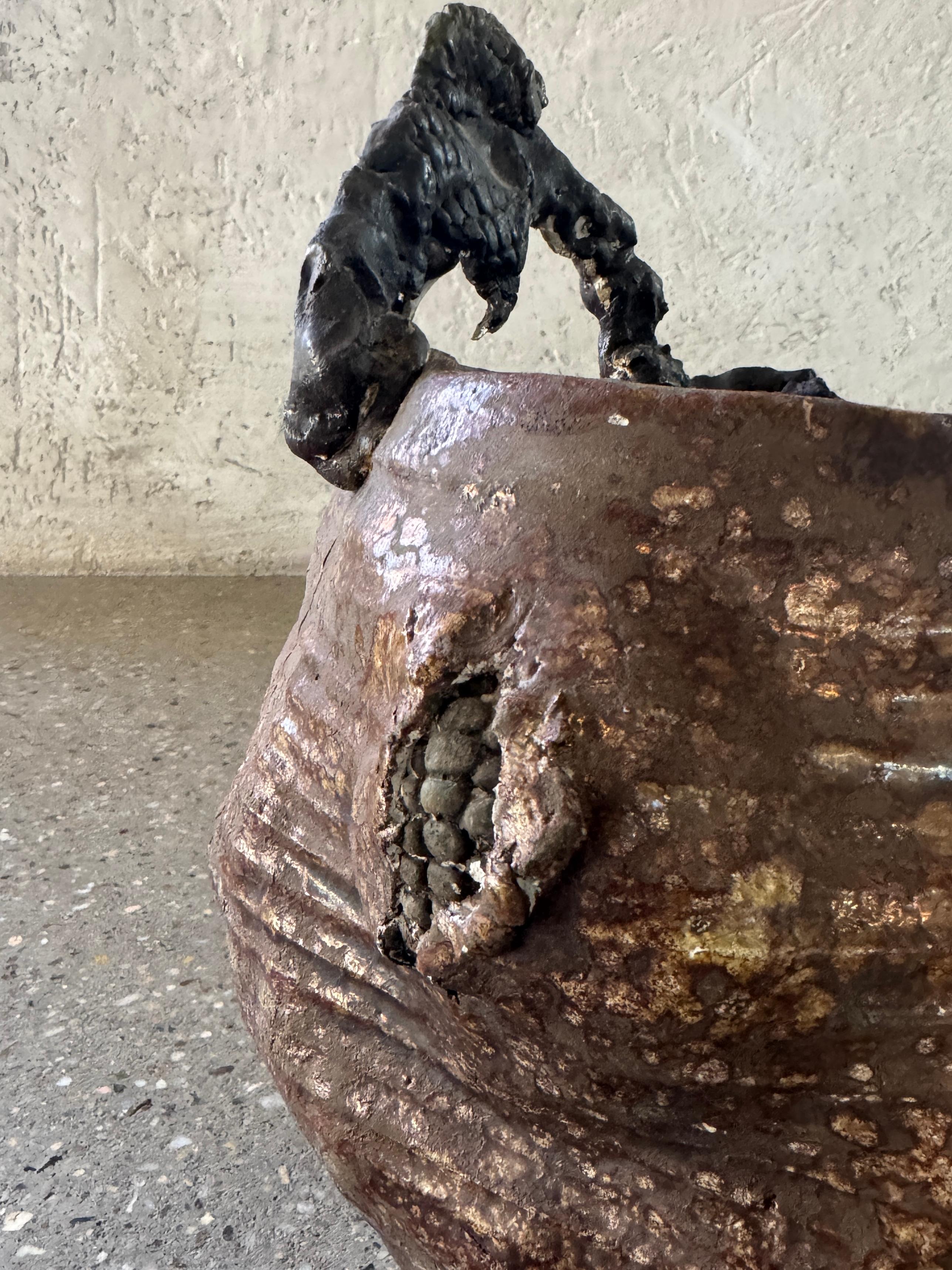 Studio Pottery americano del 20° secolo con manico Raku in stile giapponese Wabi-Sabi in vendita 4