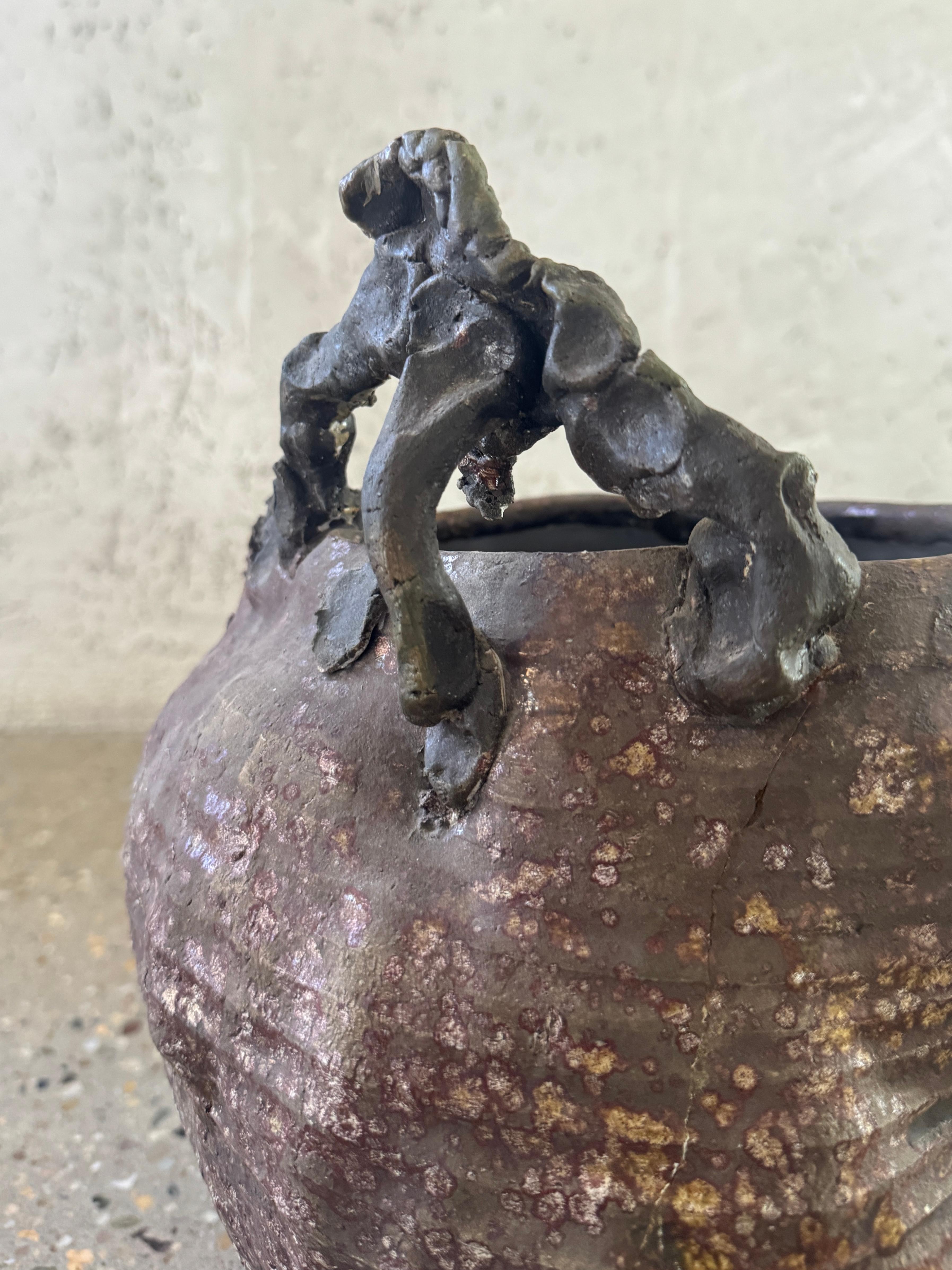 Studio Pottery americano del 20° secolo con manico Raku in stile giapponese Wabi-Sabi in vendita 8