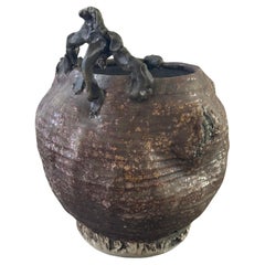 20th Century American Raku Handled Studio Pottery in Wabi-Sabi Japanese Style