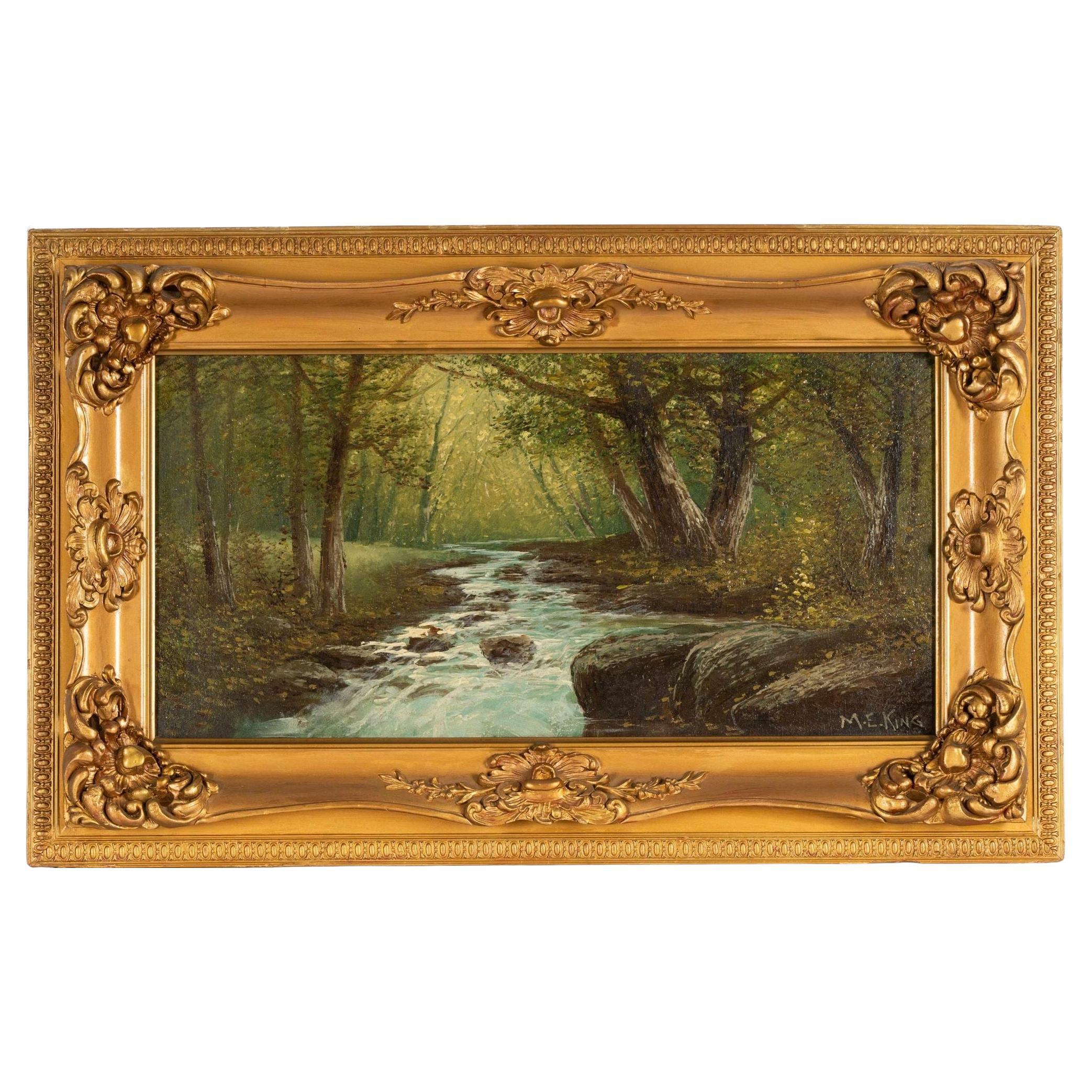 20th Century American River Landscape, Oil on Canvas by Mary Elizabeth King.