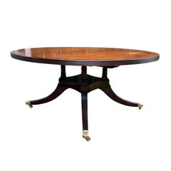 20th Century Regency Style Pedestal Dining Table with Leaf