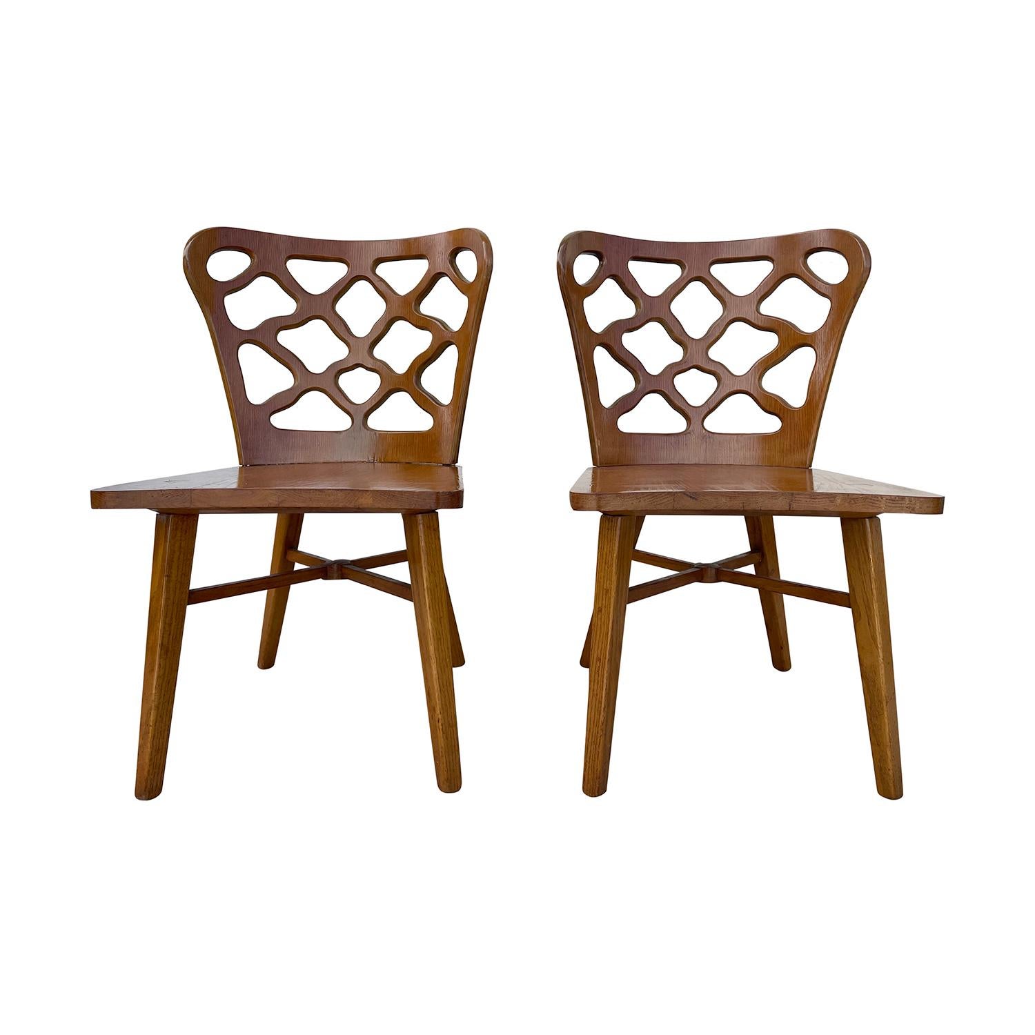 20th Century American Set of Six Oakwood, Bent Plywood Dining Chairs by RomWeber 1