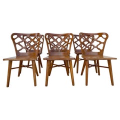 20th Century American Set of Six Oakwood, Bent Plywood Dining Chairs by RomWeber