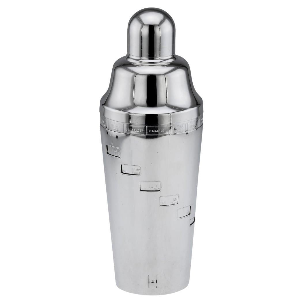 20th Century American Silver Plated "Recipe" Cocktail Shaker By Napier c.1930