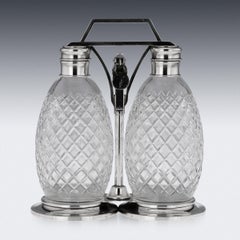 20th Century American Solid Silver & Cut Glass Tantalus, Tiffany & Co, c.1920