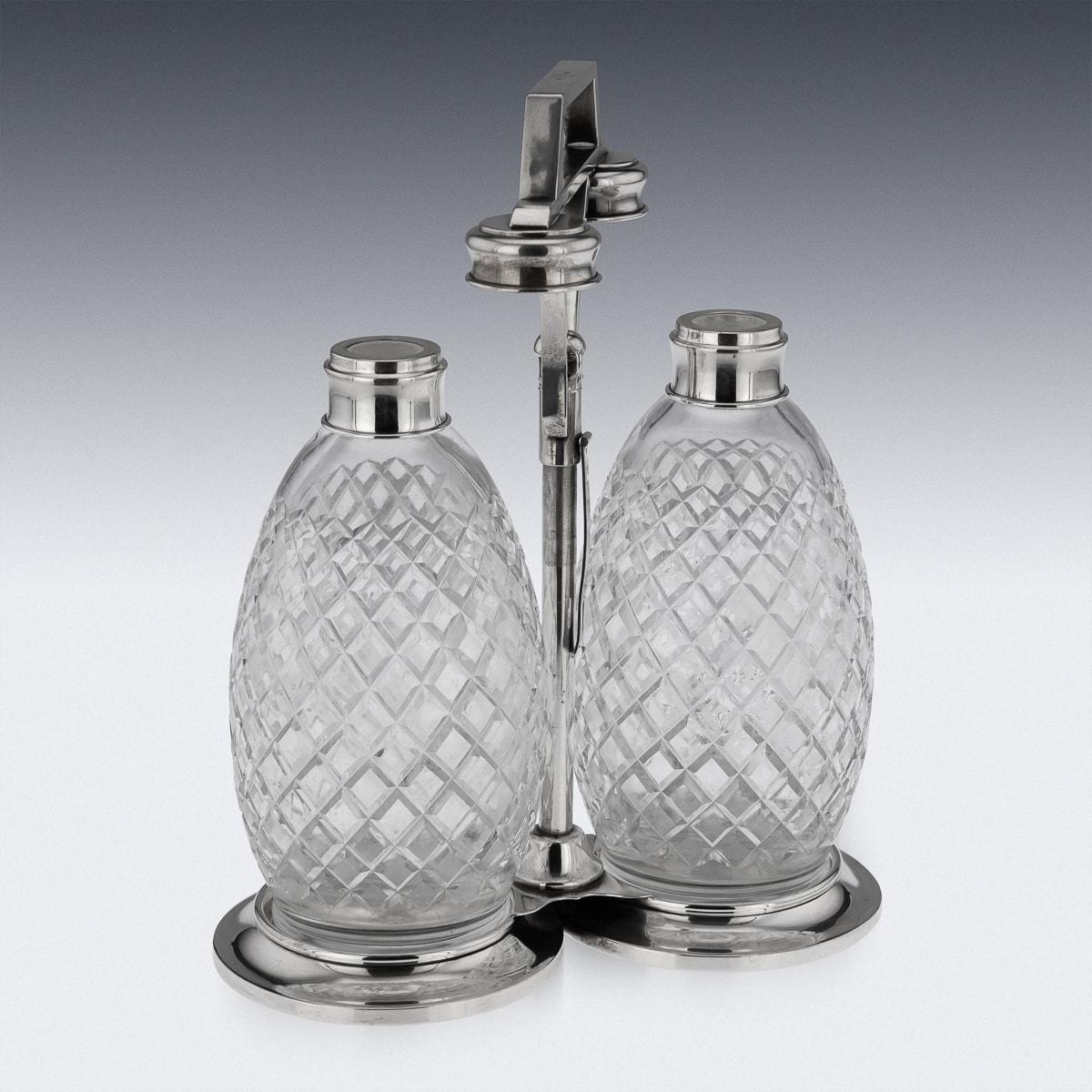 20th Century American Solid Silver & Cut Glass Tantalus, Tiffany & Co, c.1920 For Sale 3