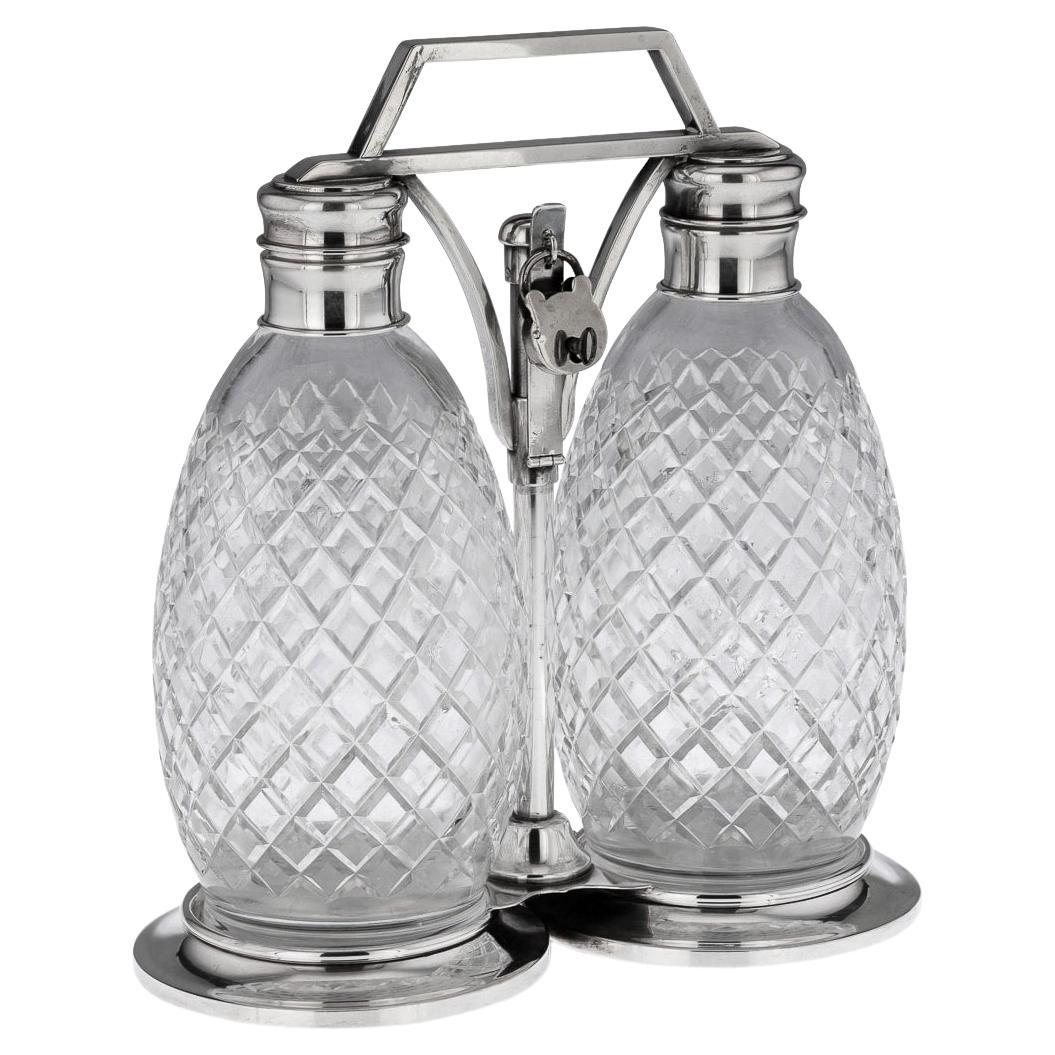 20th Century American Solid Silver & Cut Glass Tantalus, Tiffany & Co, c.1920 For Sale