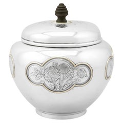 Boîte à biscuits américaine du 20e siècle en argent sterling et or