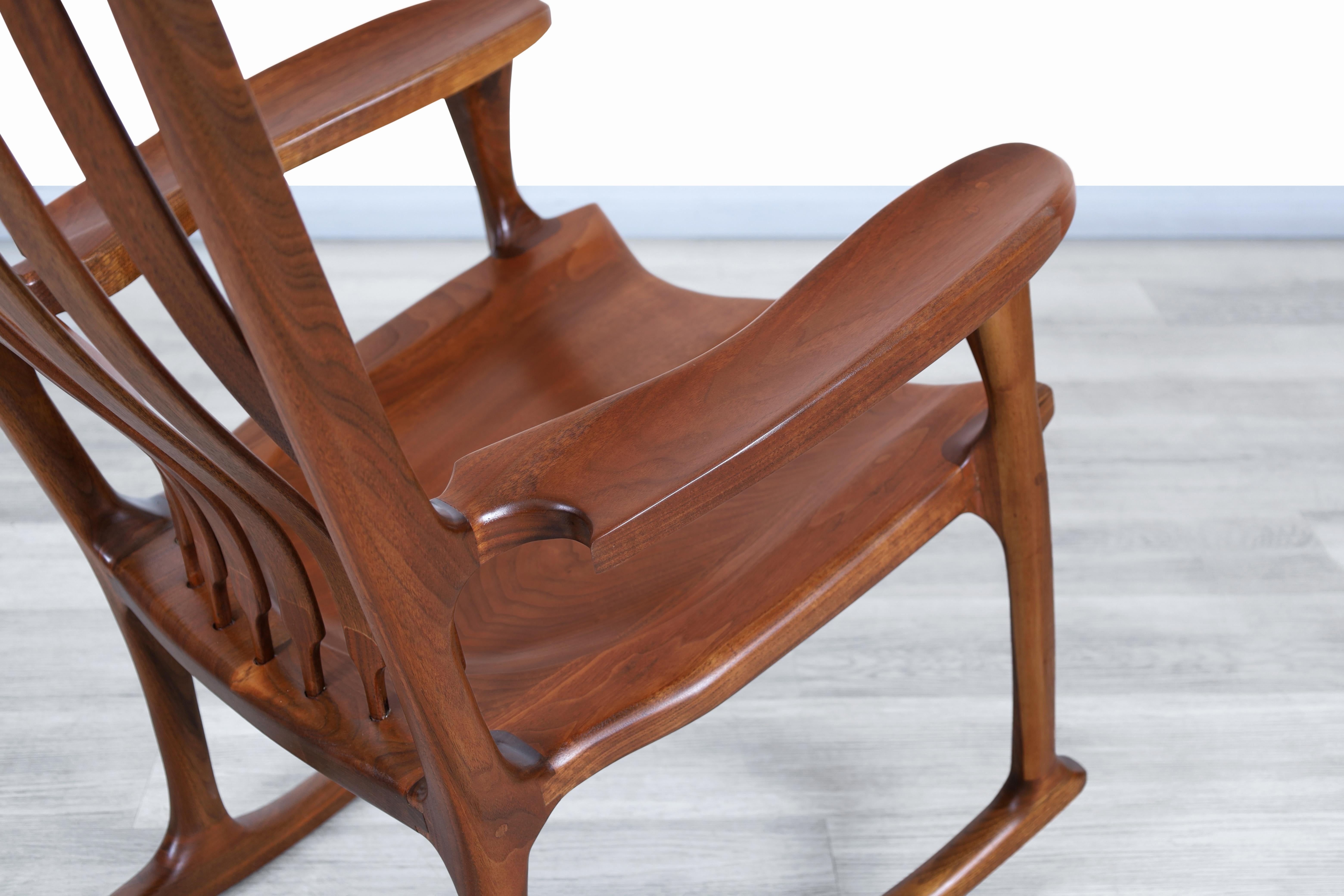 20th Century American Studio Craft Walnut Rocking Chair For Sale 1