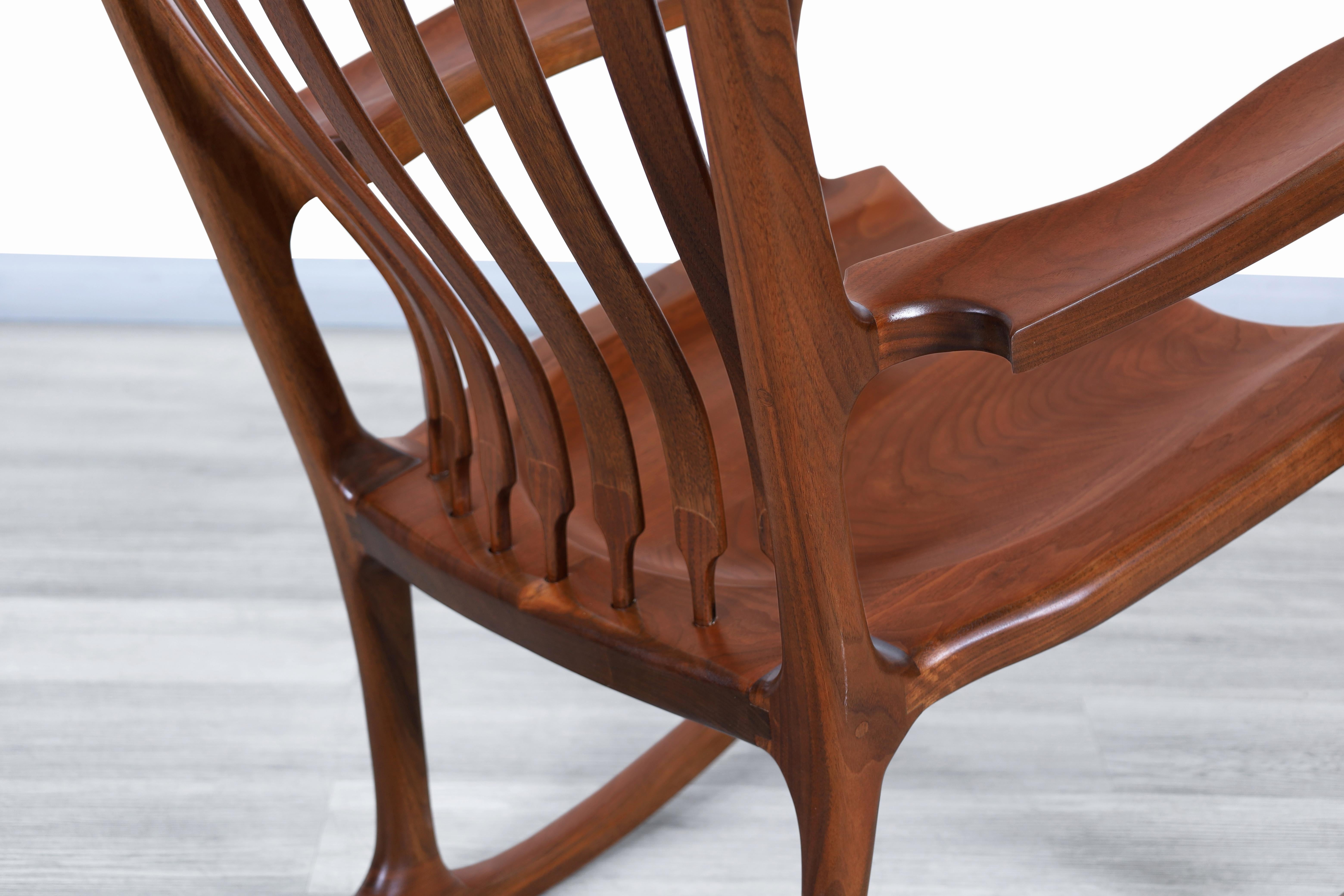 20th Century American Studio Craft Walnut Rocking Chair For Sale 2