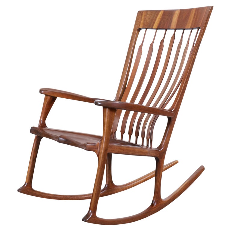 20th Century American Studio Craft Walnut Rocking Chair For Sale at 1stDibs
