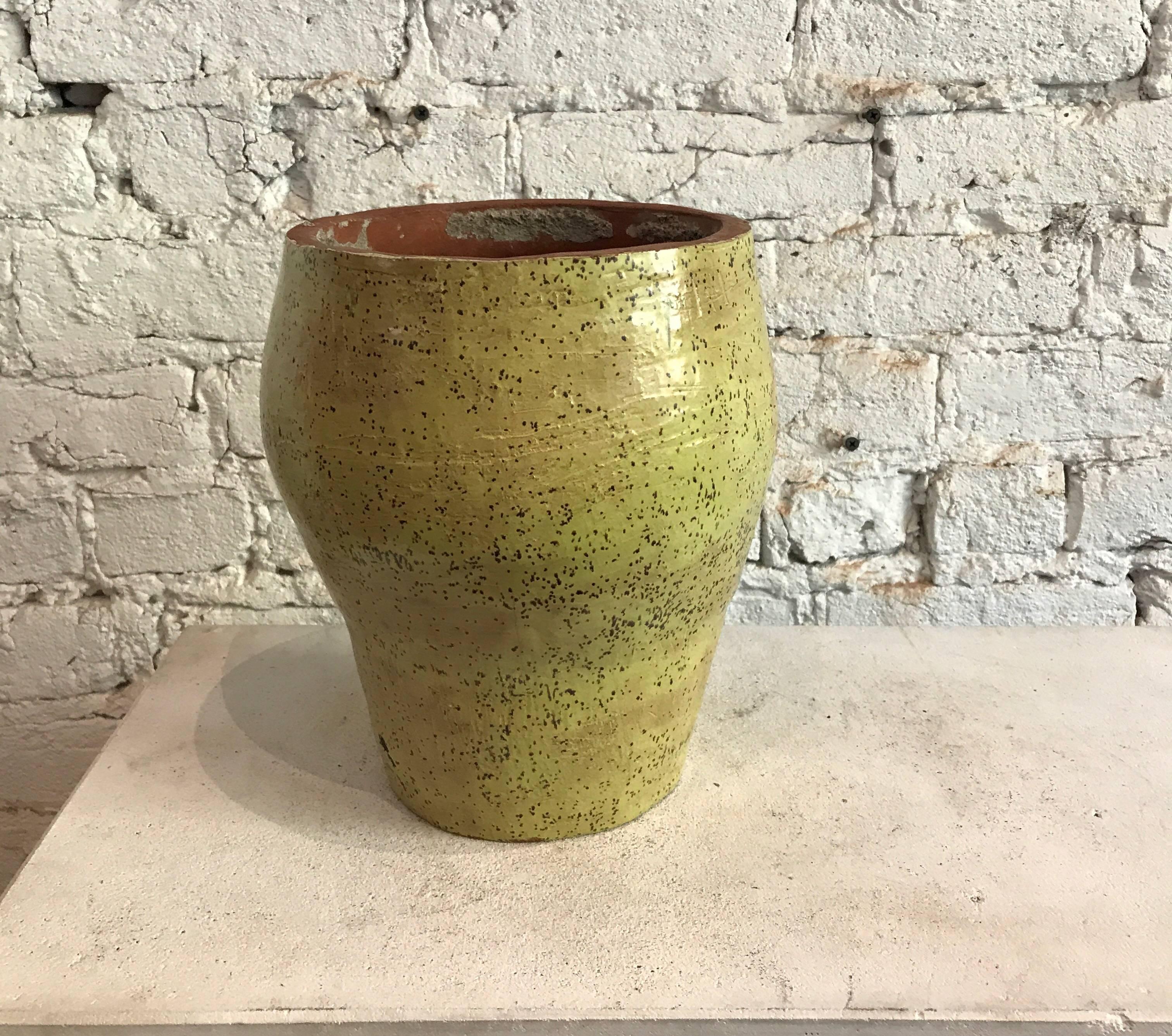 Hand-Crafted 20th Century American Studio Pottery in Citron For Sale