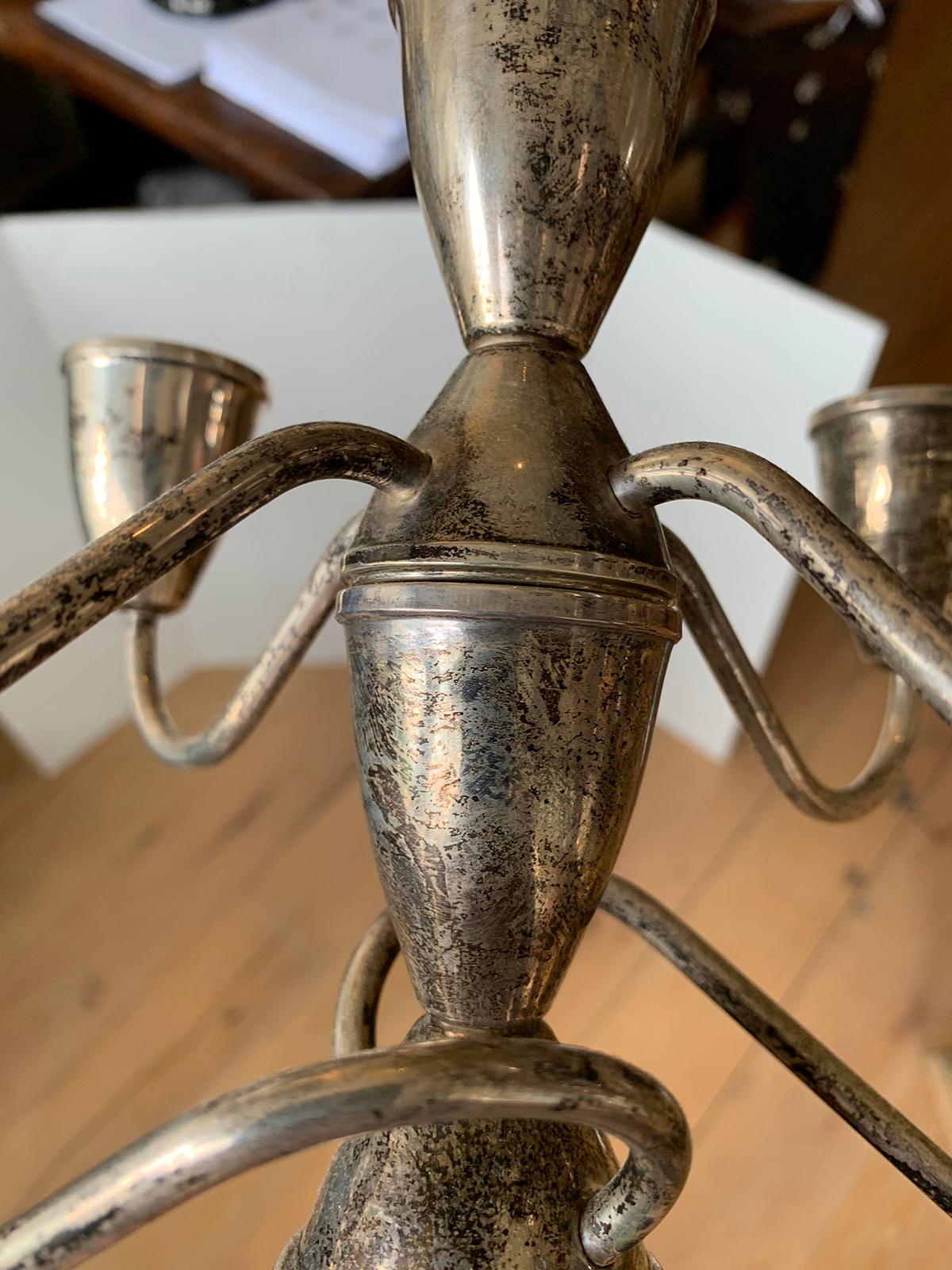 20th Century American Weighted Sterling Silver Seven-Arm Candelabra 7