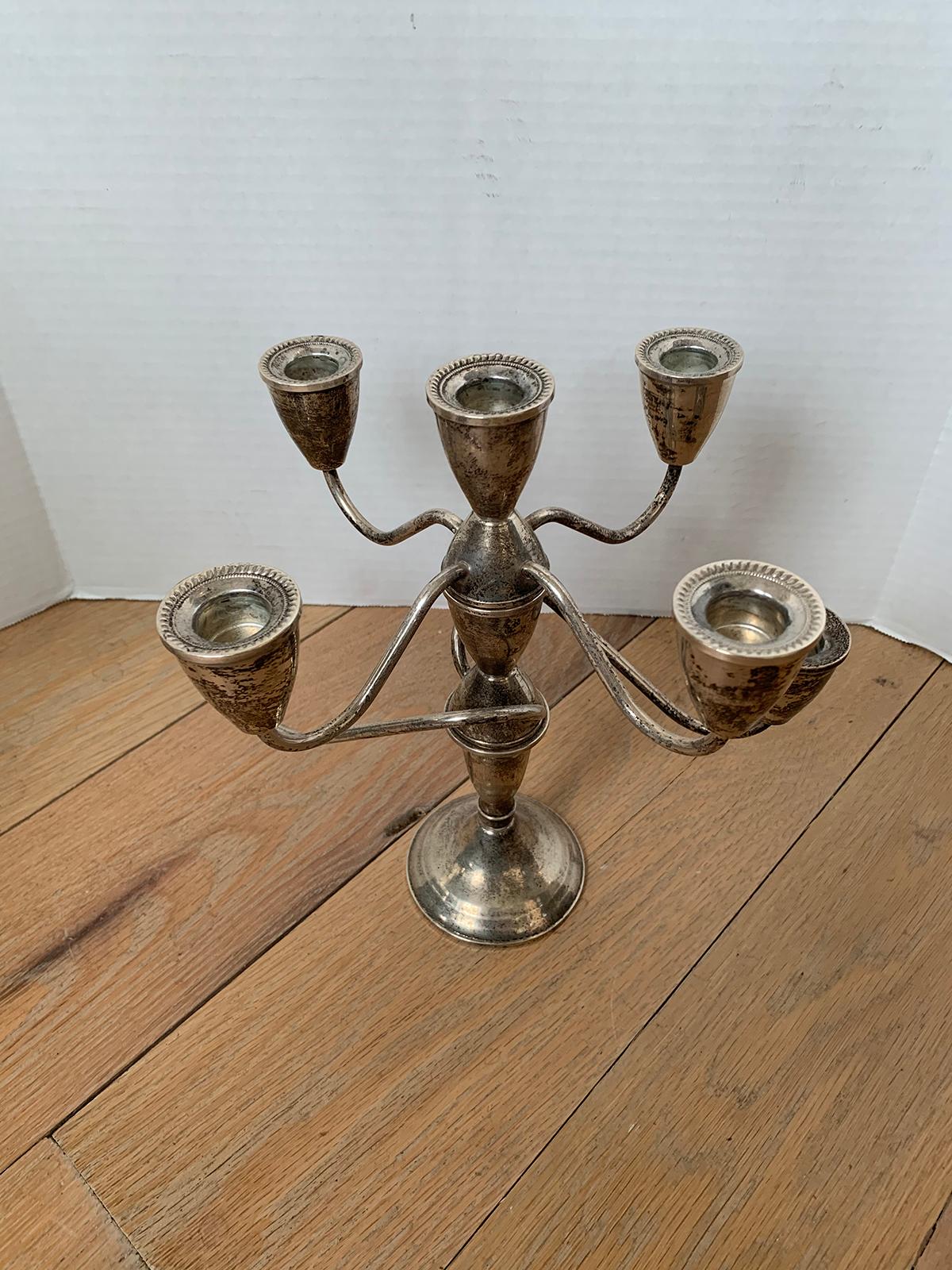 20th Century American Weighted Sterling Silver Seven-Arm Candelabra 9