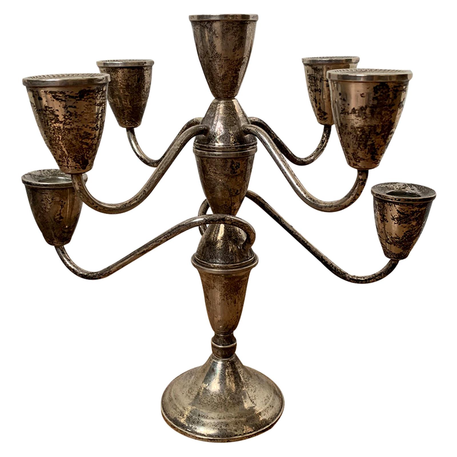 20th Century American Weighted Sterling Silver Seven-Arm Candelabra