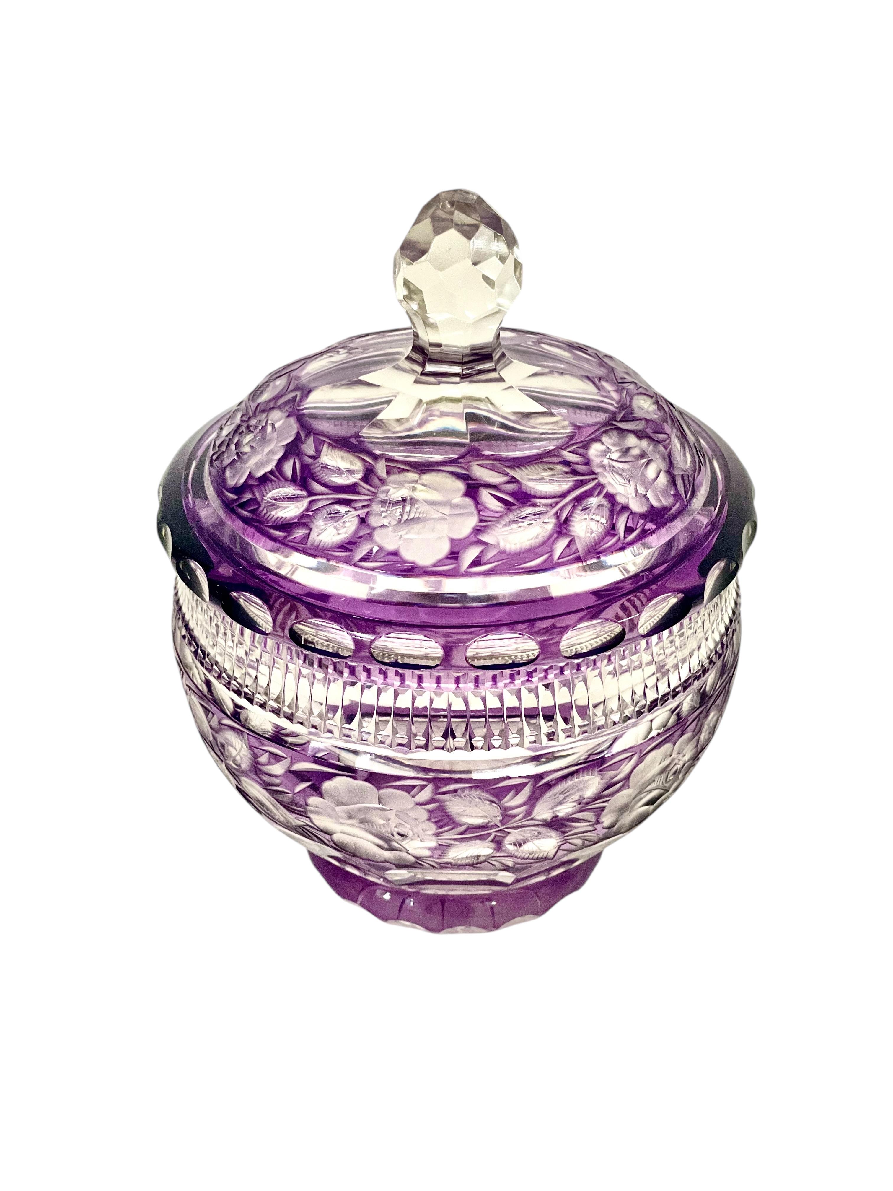 20th Century Amethyst Cut Crystal Bonbonnière For Sale 1