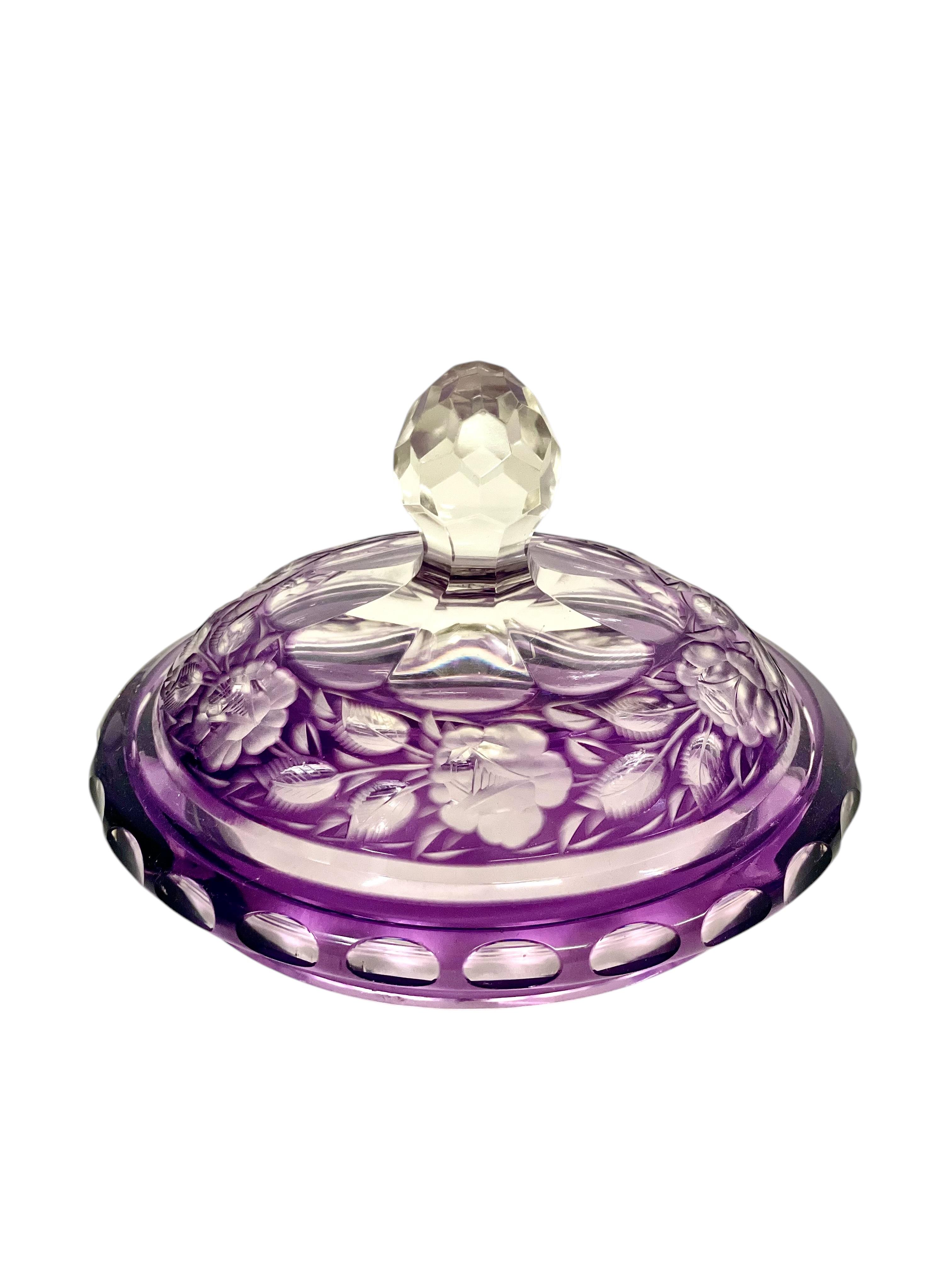 20th Century Amethyst Cut Crystal Bonbonnière For Sale 2