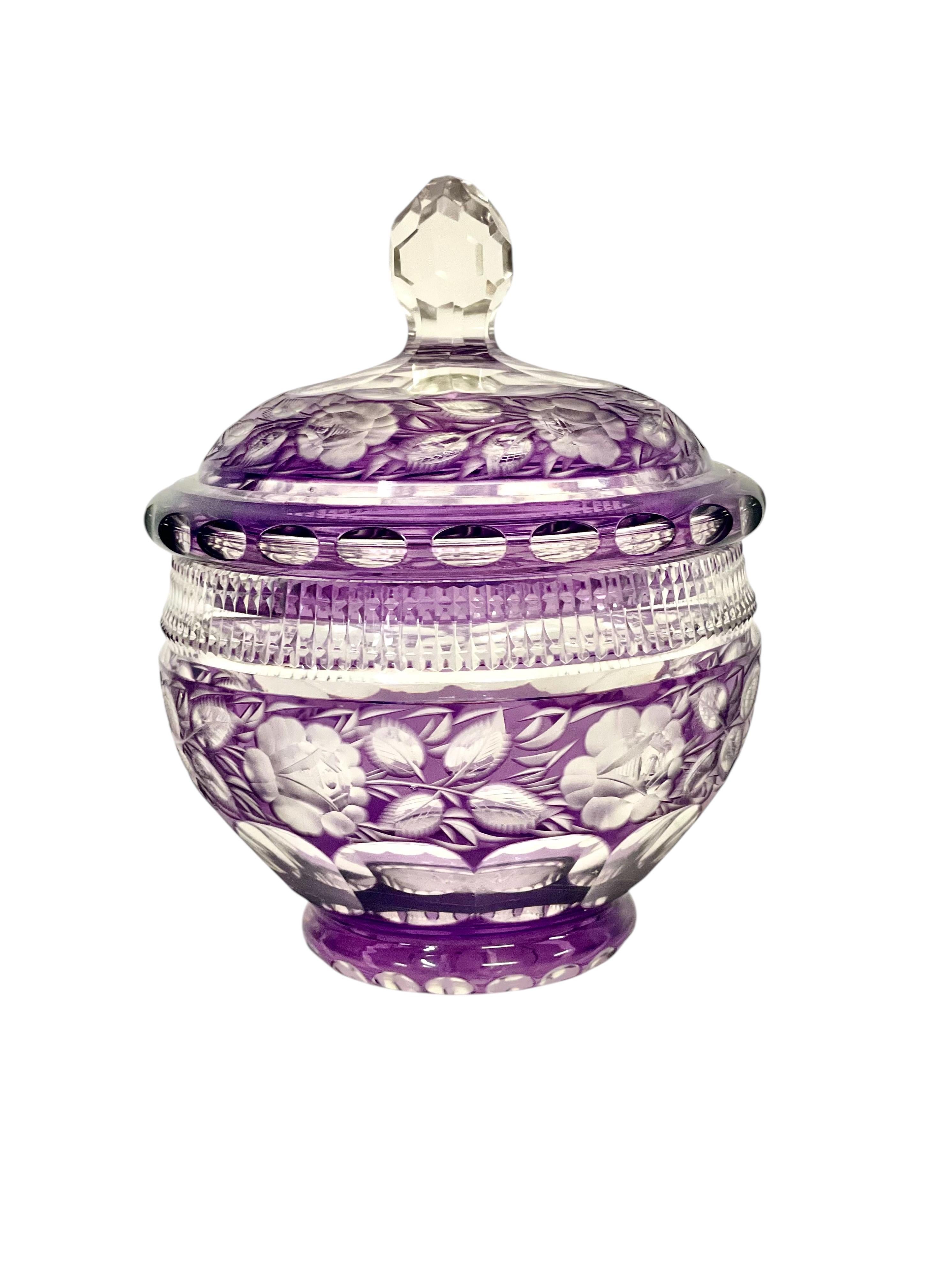 20th Century Amethyst Cut Crystal Bonbonnière For Sale 5